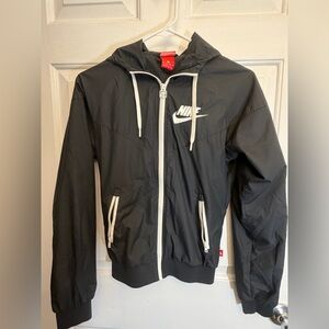 Nike  hoodies Black Windbreaker with White Accents